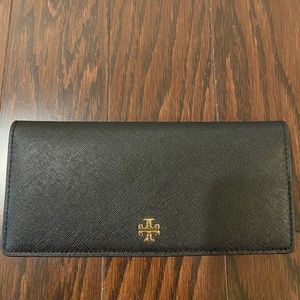 Tory Burch York Black Saffiano Leather Slim Wallet